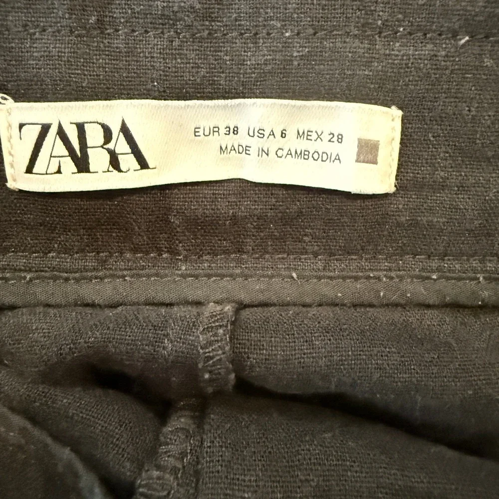 Zara Women's Black Linen Trousers Size‎ 6